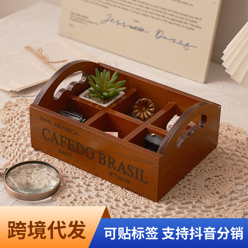 Zakka retro wooden portable si - Storage & Organization ulasan dan harga