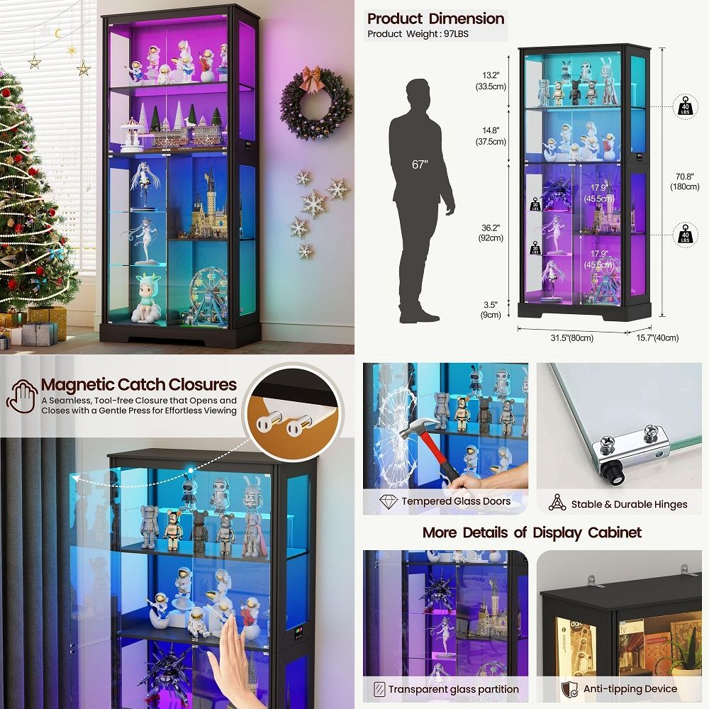 Lighted Corner Display Curio C - Storage & Organization ulasan dan harga