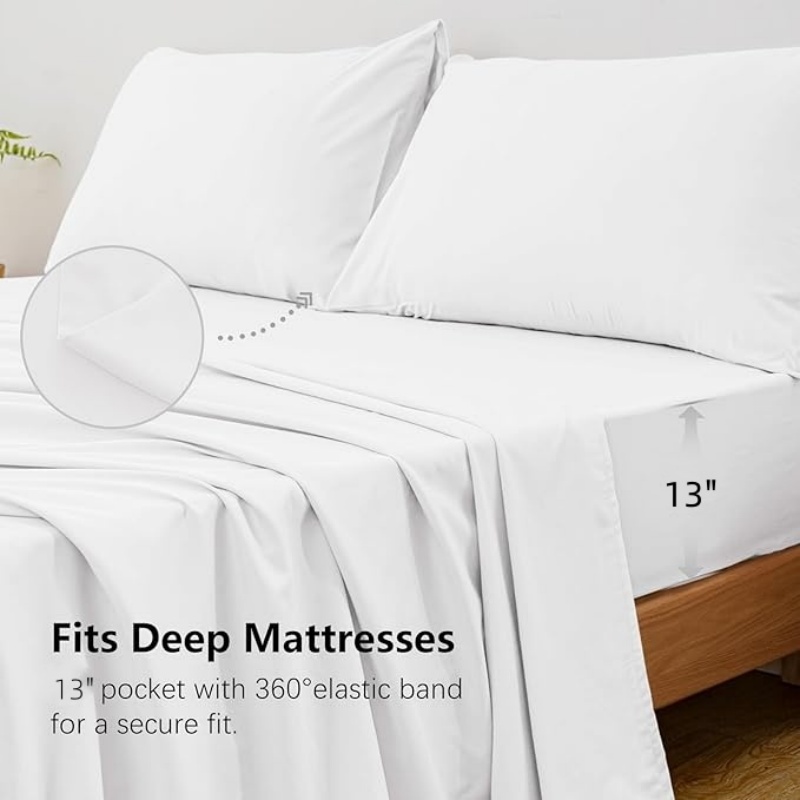 4Pcs King Size Bed Sheet Set 1 - Fitted Bed Sheets Deep Pocket ulasan dan harga
