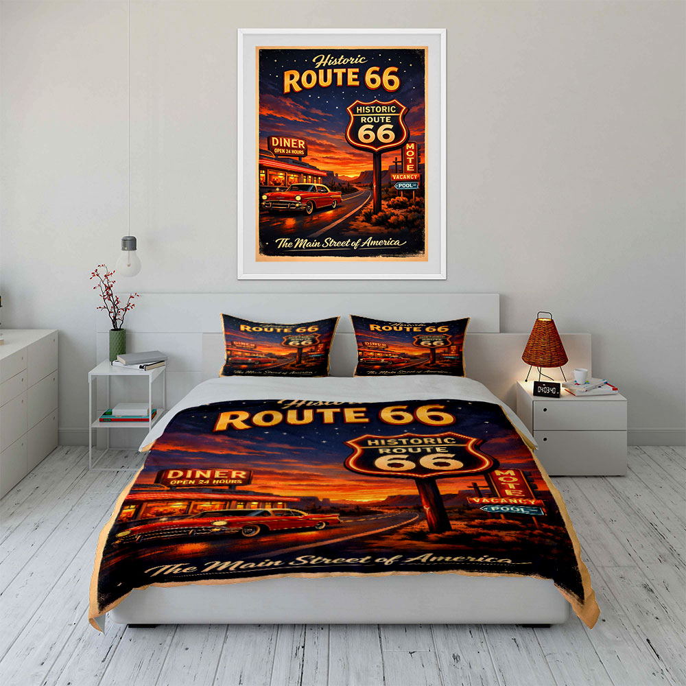 Nostalgic Night on Route 66 Pa - Duvet Cover Sets With Zipper ulasan dan harga