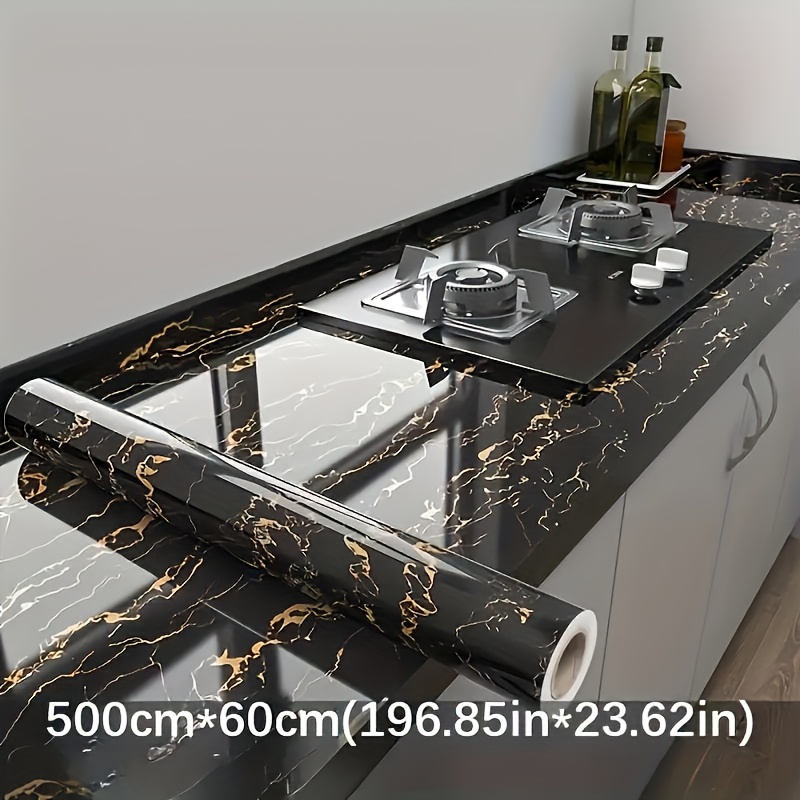 1pc Luxury Black Marble Wallpa - Kitchen ulasan dan harga
