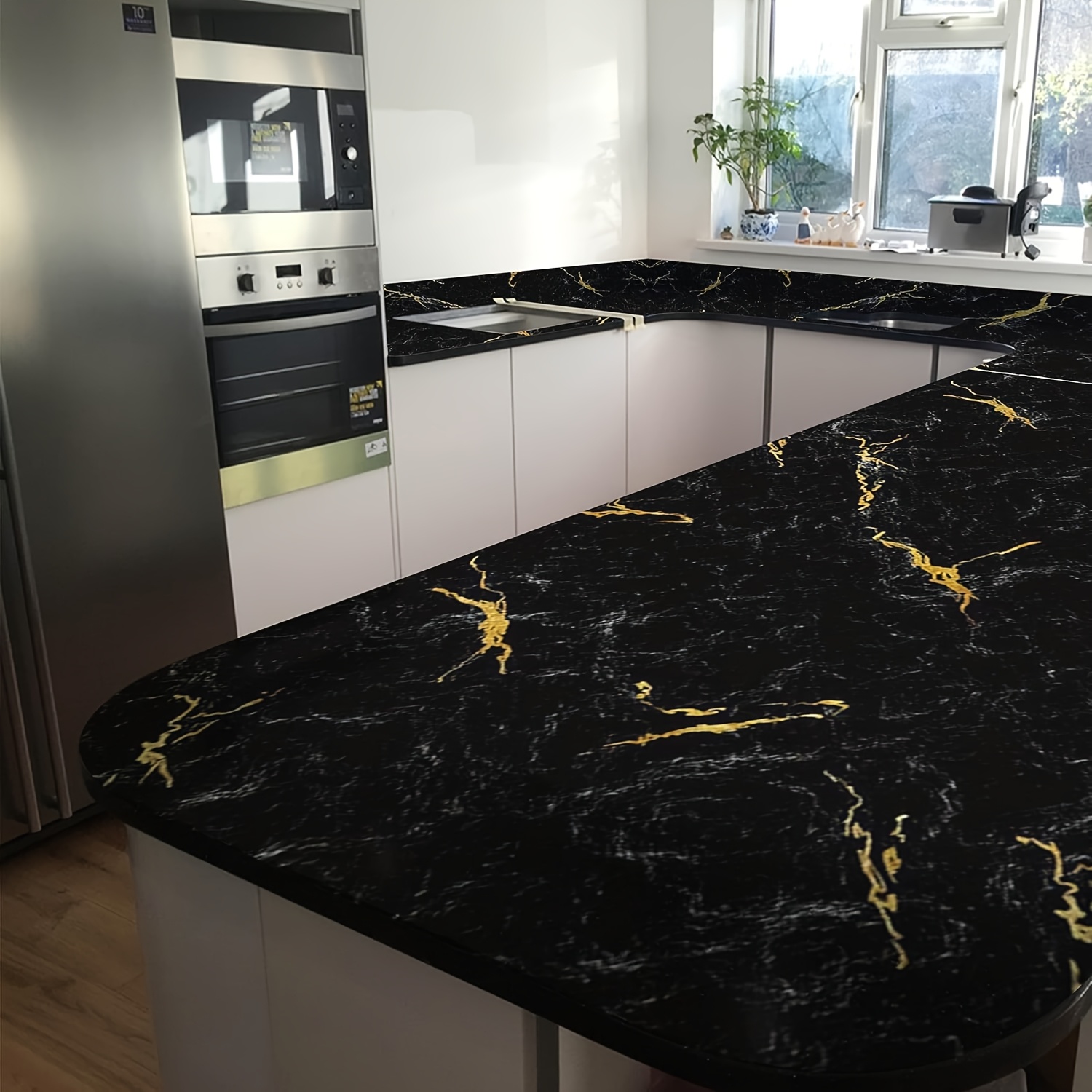 1pc Luxury Black Marble Wallpa - Kitchen ulasan dan harga